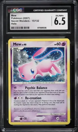 CGC 6.5 Mew Holo Rare Secret Wonders D&P 2007 Pokemon Card #15 - Image 1
