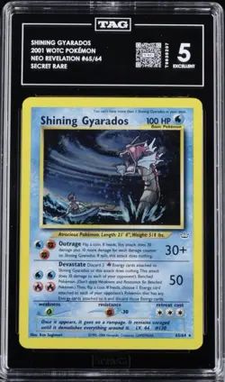 Pokemon TCG 🐲 Shining Gyarados Holo Neo Revelation TAG 5 - Image 1