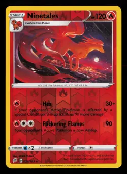 Ninetales 025/192 Rare Rebel Clash Pokemon Reverse Holo Near Mint - Image 1