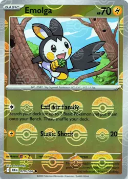 Pokemon TCG Emolga (Poke Ball Pattern) #029/086 Holo SV: Black Bolt NM - Image 1