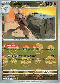Pokemon TCG Conkeldurr (Poke Ball Pattern) #049/086 Holo SV: Black Bolt NM - Image 1