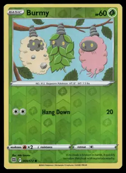 Burmy 009/172 Common Brilliant Stars Pokemon Reverse Holo NM/M - Image 1