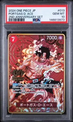 2024 ONE PIECE JAPANESE 2ND ANNIVERSARY SET #013 PORTGAS D. ACE PSA 10 - Image 1