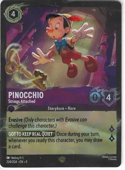 Disney Lorcana-Reign of Jafar-Pinocchio - Stings Attached-#224-Cold Foil-NM - Image 1
