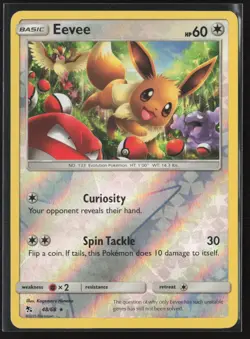Eevee 48/68 Holo Rare Hidden Fates Pokemon Reverse Holo Near Mint - Image 1