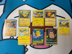 Pokemon Pikachu Lot 8 Cards Surfing Pikachu V Celebrations Pokemon Day NM - Image 1