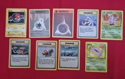Pokemon TCG Base Set Trainer Bundle 9 Cards Vintage WOTC Mixed Condition - Image 1