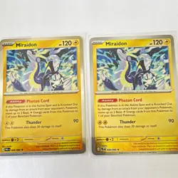 Pokemon TCG Pitch Black Fates Miraidon 028/084. 2-Cards Lot Normal / Rev Holo - Image 1