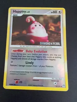 Pokemon Happiny Reverse Holo Card 52/123 Stamped Diamond & Pearl MP - Image 1