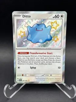 Pokemon TCG Ditto Baby Shiny Holo Rare Card 201/091 Sv: Paldean Fates NM - Image 1