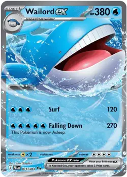 Wailord ex 016/084 Double Rare Pitch Black Pokemon Holo Near Mint - Image 1