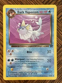 Dark Vaporeon - 45/82 - Rocket Unlimited Uncommon Pokemon TCG 2000 - LP - Image 1
