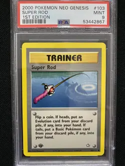 2000 Pokemon Neo Genesis 1st Edition Super Rod 103/111 PSA 9 Mint - Image 1