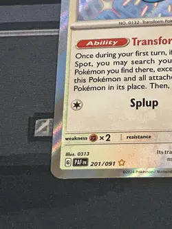 Pokemon TCG Ditto Paldean Fates 201/091 Shiny Holo Rare Card NM Condition - Image 5