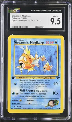 CGC 9.5 Giovanni's Magikarp Gym Challenge 1st Edition 73/132 Pokemon Card - Image 1