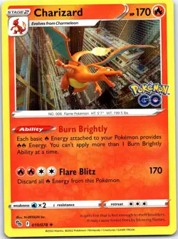 Charizard 010/078 Holo Rare Pokemon GO Pokemon Near Mint - Image 1