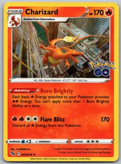 Pokemon TCG Charizard Pokemon GO 010/078 Holo Near Mint - Image 1