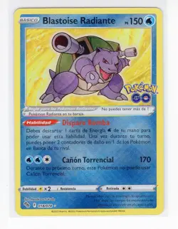 ~ESP~ SPANISH Blastoise Radiante (Radiant) 018/078 Pokemon Go Card (z1) - Image 1