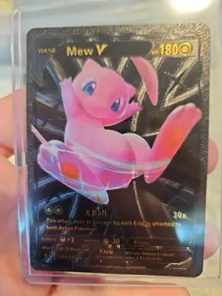 Mew V Full Art Black Foil Fan Art Vinyl Textured Collector Pokemon Card 069/189 - Image 1