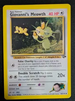 Giovanni's Meowth 43/132 Gym Challenge MP Vintage WOTC Pokemon - Image 1