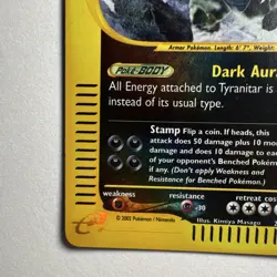 Pokemon TCG Tyranitar Expedition Base Set Reverse Holo Rare 120 HP Eng 29/165 - Image 5