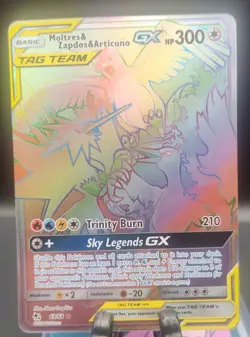 Pokemon Moltres Zapdos Articuno GX TAG TEAM Secret Rare 69/68 Holo 300 HP - Image 1