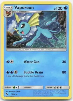 Vaporeon 18/68 Holo Rare Hidden Fates Pokemon Holo Near Mint - Image 1