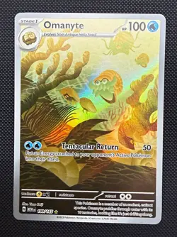 Pokemon TCG Omanyte IR Full Art Holo 180/165 SV 151 ENG 100HP 2023 - Image 1