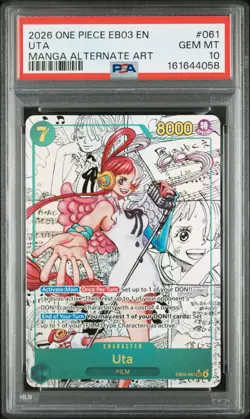 2026 ONE PIECE EB03-EXTRA BOOSTER -ONE PIECE HEROINES EDITION- #061 UTA PSA 10 - Image 1