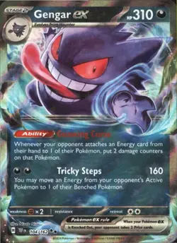 Gengar EX 104/162 SV05: Temporal Forces Double Rare Holo Pokemon Card - Image 1