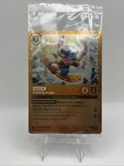 Disney Lorcana Stitch Carefree Snowboarder 42/P3 Glimmer Foil Sealed Promo Card - Image 1
