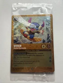 Disney Lorcana Stitch Carefree Snowboarder 42/P3 Glimmer Foil Sealed Promo Card - Image 3