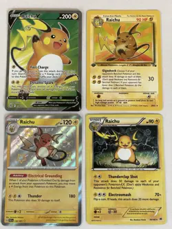 Pokemon TCG Raichu 4-Card Lot incl Raichu V 158/172 + 29/62 132/091 - Fossil 1st - Image 1