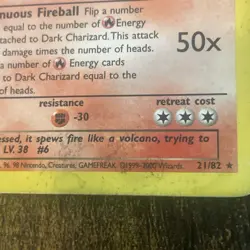 Pokemon Dark Charizard TCG Non-Holo Rare Card 21/82 Team Rocket - Image 3