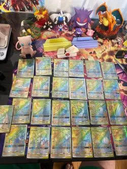 Non Tcg Pokemon cards Fan Art Sun & Moon Rainbow Collection all Cards on Table - Image 1