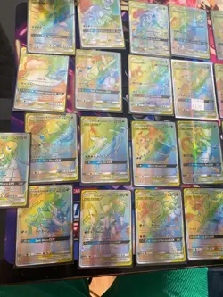 Non Tcg Pokemon cards Fan Art Sun & Moon Rainbow Collection all Cards on Table - Image 2