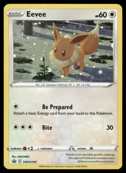 Eevee SWSH190 Holo Promo Sword & Shield Promo Pokemon Holo Near Mint - Image 1