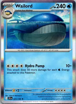 Wailord 041/159 Rare Journey Together Pokemon Holo Near Mint - Image 1