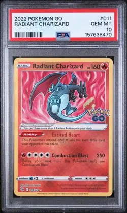 Radiant Charizard PSA 10 011/078 Pokemon GO Holo - Image 1