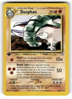Donphan LP 21/111 1st Edition Neo Genesis Pokemon Rare Regular - Image 1