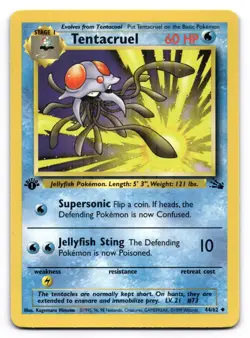 Tentacruel NM 44/62 1st Edition Fossil Pokemon Uncommon - Image 1
