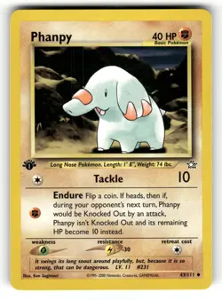 Phanpy NM 43/111 1st Edition Neo Genesis Pokemon Uncommon Regular - Image 1