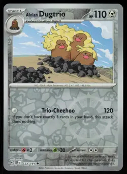 Alolan Dugtrio 123/191 Uncommon Surging Sparks Pokemon Reverse Holo Near Mint - Image 1