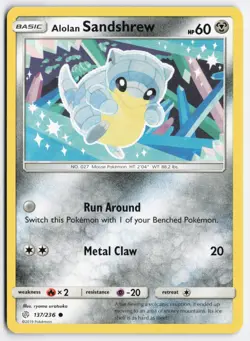 Alolan Sandshrew 137/236 Common Cosmic Eclipse Pokemon Lightly Played - Image 1