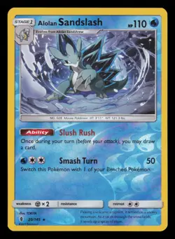 Alolan Sandslash 20/145 Rare Guardians Rising Pokemon Reverse Holo Near Mint - Image 1