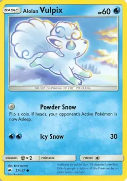 Pokemon ALOLAN VULPIX Sun & Moon Burning Shadows 27/147 NM/Mint PACK FRESH - Image 1
