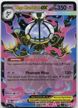 Mega Chandelure ex 038/084 Double Rare Pitch Black Pokemon Holo Near Mint - Image 1