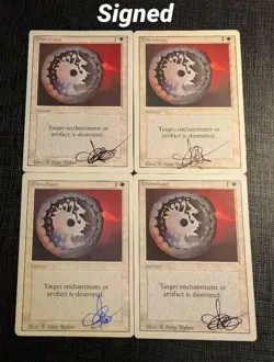 MTG Disenchant Signature Set of 4 3ED English Cards, Slightly Worn - Image 1