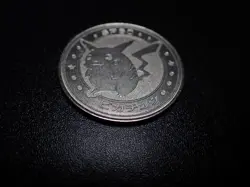 Pokemon Card Meiji Promo Metal Battle Coin Silver Shining Pikachu #6626 - Image 3