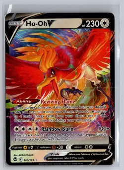 Ho-Oh V 140/195 Holo V Rare Silver Tempest Pokemon Near Mint - Image 1